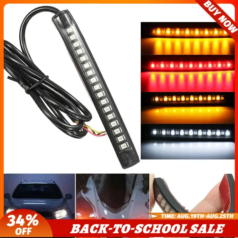 Universal Flexible 17 LED Motorcycle DRL Brake Light Turn Signal Light Strip Number License Plate Light Flashing Tail Stop Light
Universal Flexible 17 LED Motorcycle DRL Brake Light Turn Signal Light Strip Number License Plate Light Flashing Tail Stop Light