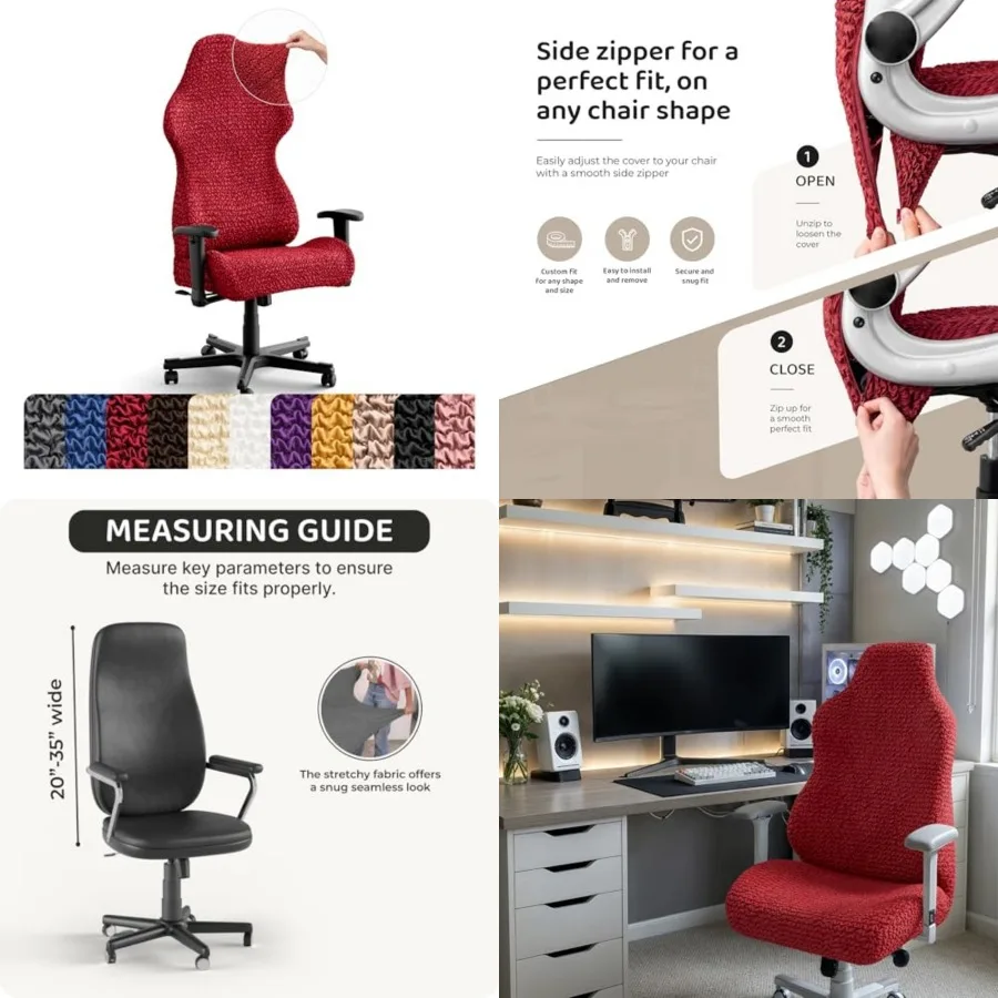 Office and Gaming Chair Slipcover - Stretch Computer Desk Chair Cover with Zipper - Fabric Slipcovers - 1-Piece Form Fit Cover
Office and Gaming Chair Slipcover - Stretch Computer Desk Chair Cover with Zipper - Fabric Slipcovers - 1-Piece Form Fit Cover