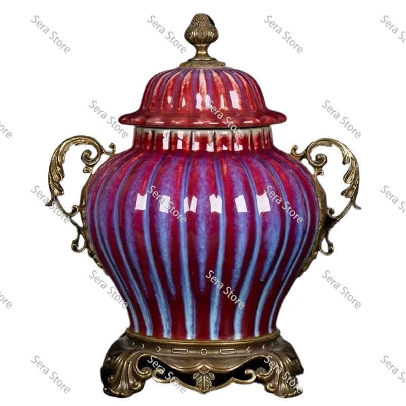 Crystal Glaze Red Next Short Fat Ginger Jar Antique Chinese Bronze Wrapped Ceramic Vase
Crystal Glaze Red Next Short Fat Ginger Jar Antique Chinese Bronze Wrapped Ceramic Vase