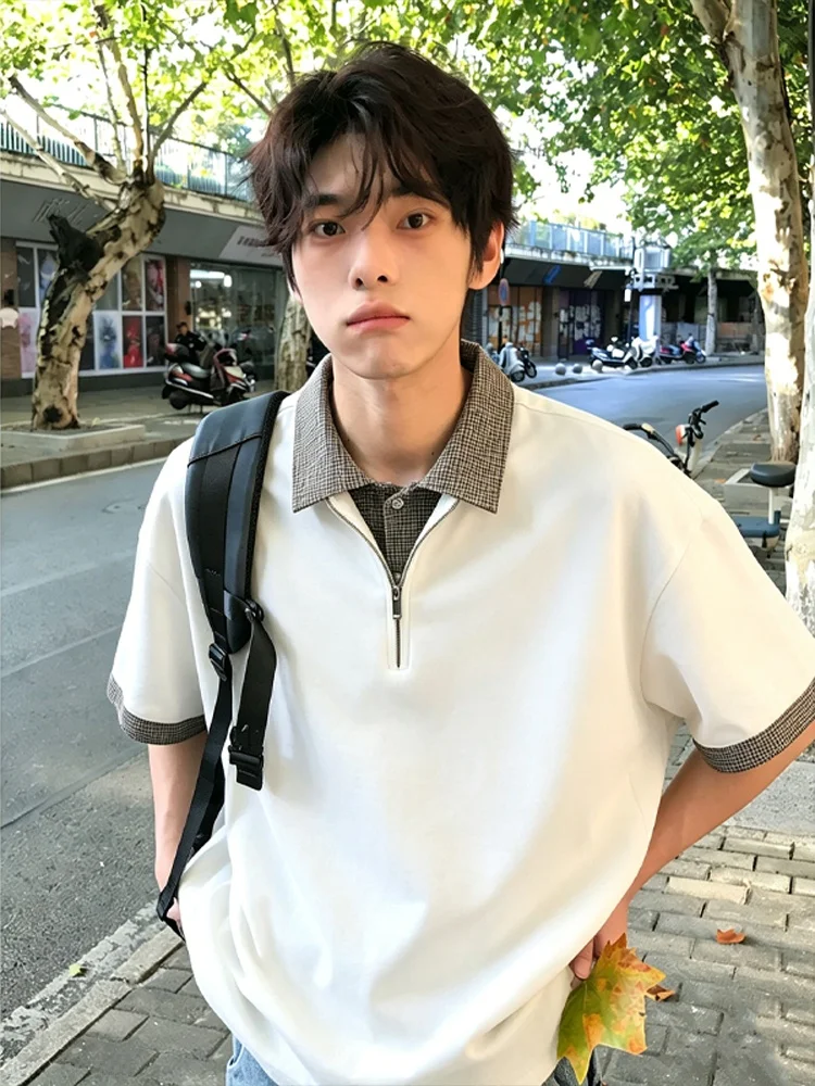 Preppy Style Short Sleeve Shirt Youth Men's T-Shirt Summer Casual Comfortable Plaid Patchwork Half Sleeve Soft Material
Preppy Style Short Sleeve Shirt Youth Men's T-Shirt Summer Casual Comfortable Plaid Patchwork Half Sleeve Soft Material