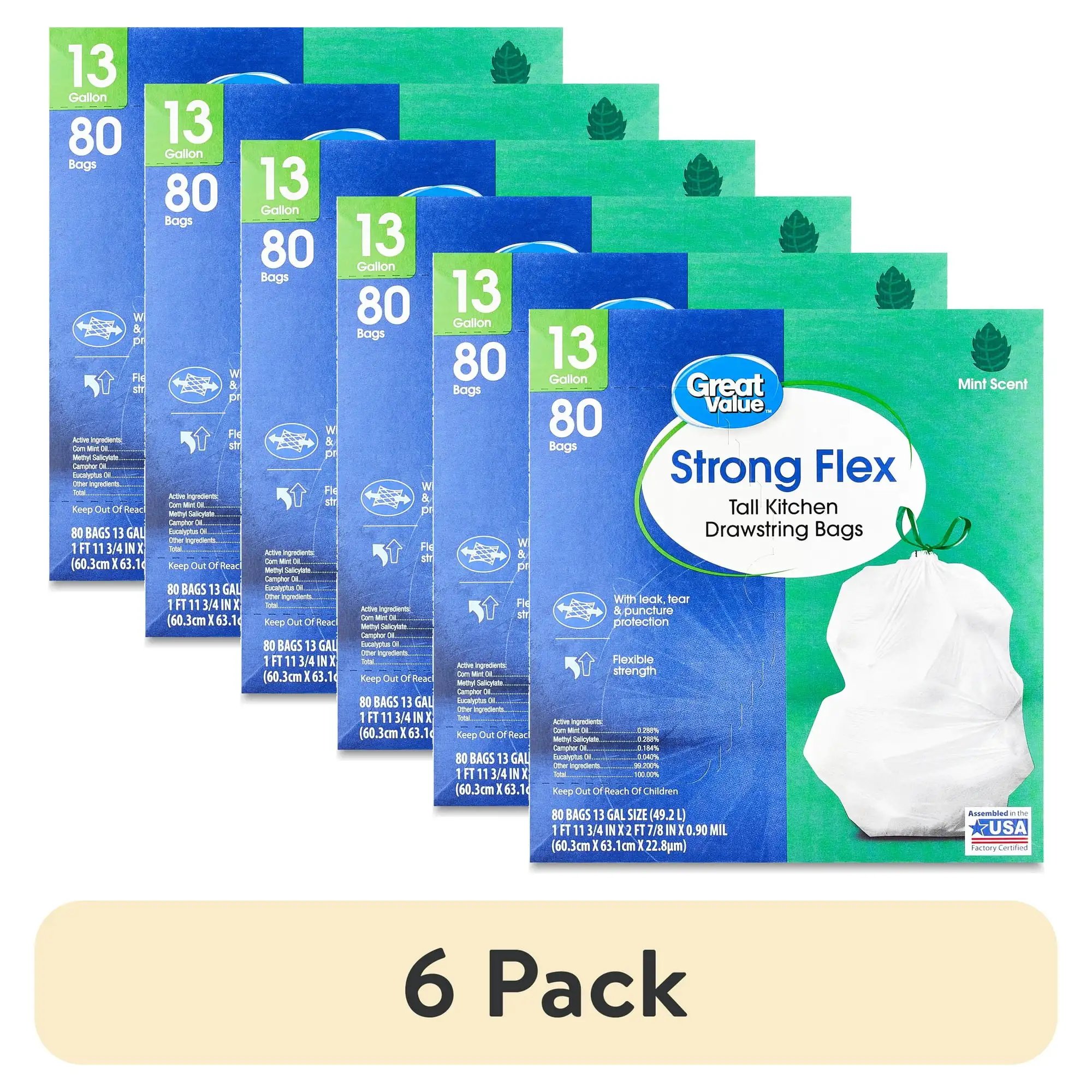 Great Value Bolsas Basura Cocina Cordón Menta (13 Gal, Alto, 6 Uds/Pack) – 80 Uds Total
Great Value Bolsas Basura Cocina Cordón Menta (13 Gal, Alto, 6 Uds/Pack) – 80 Uds Total