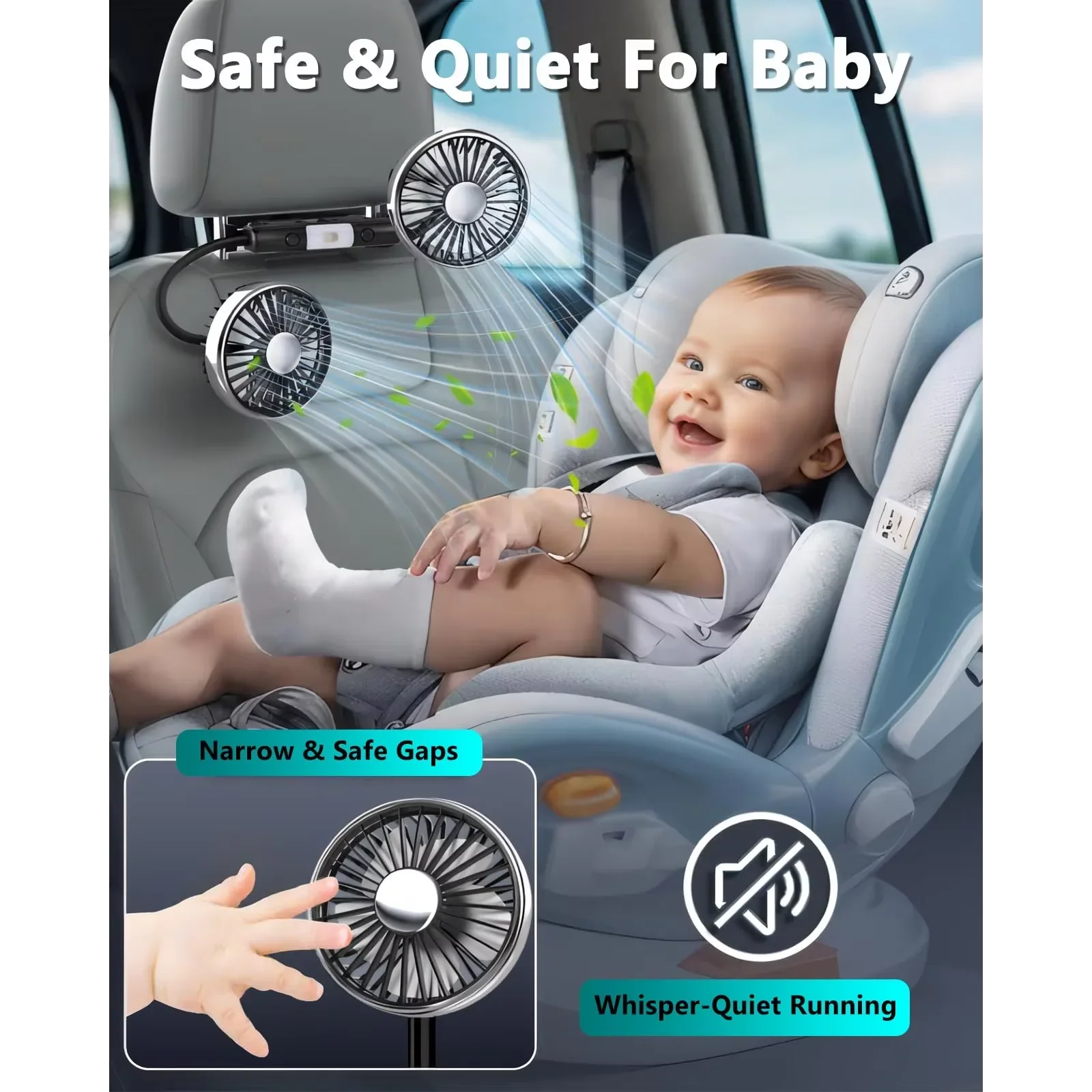 360 Hose Cooling Fan for Car Backseat Kids Baby Rear Facing Portable USB Car Fan for Vehicle SUV RV Pickup Truck Headrest Amagi
360 Hose Cooling Fan for Car Backseat Kids Baby Rear Facing Portable USB Car Fan for Vehicle SUV RV Pickup Truck Headrest Amagi