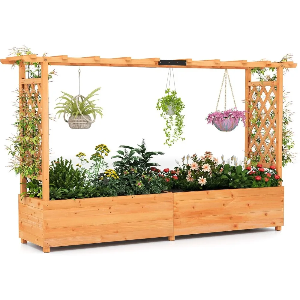 S AFSTAR Raised Garden Bed, 79'' Planter Box w/Trellis, Drainage Holes & Removable Bottom Boards, Above Ground Garden Beds, Wood
S AFSTAR Raised Garden Bed, 79'' Planter Box w/Trellis, Drainage Holes & Removable Bottom Boards, Above Ground Garden Beds, Wood