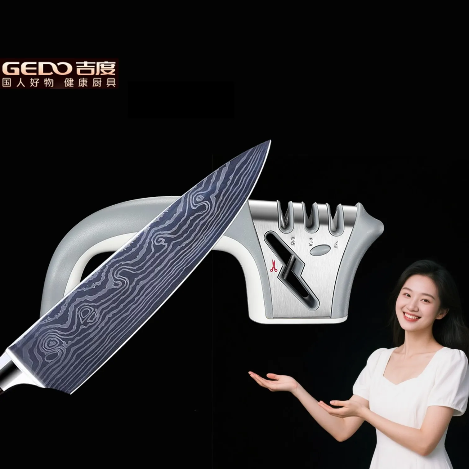 GEDO Non-slip Base Cute Dolphin Shape Kitchen Knife Sharpener 4 Position Family Scissors Sharpening Tool Efficient Grindstone
GEDO Non-slip Base Cute Dolphin Shape Kitchen Knife Sharpener 4 Position Family Scissors Sharpening Tool Efficient Grindstone