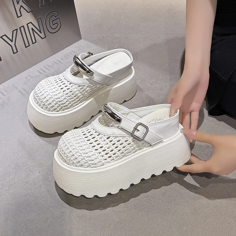 Height Increasing Shoes Fashionable and Versatile Mary Jane Slippers 2026 Summer New Thick Soled Woven Sandals for Women
Height Increasing Shoes Fashionable and Versatile Mary Jane Slippers 2026 Summer New Thick Soled Woven Sandals for Women