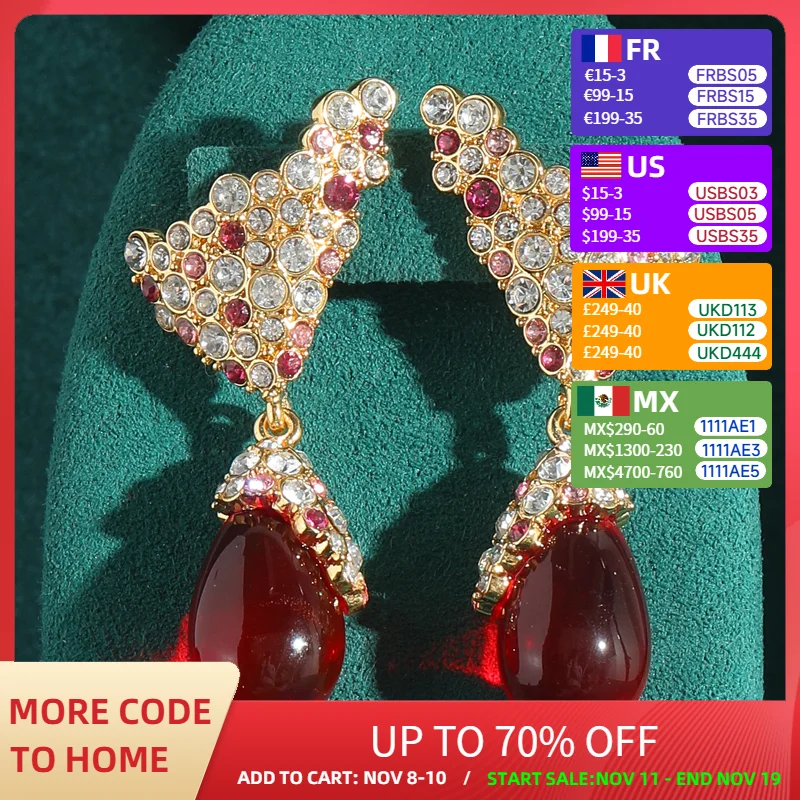 Vintage Rhinestones Drop Red Earrings Elegant Natural Stone Glass For Woman Antique Gold Color Luxury Designer Jewelry 2025
Vintage Rhinestones Drop Red Earrings Elegant Natural Stone Glass For Woman Antique Gold Color Luxury Designer Jewelry 2025