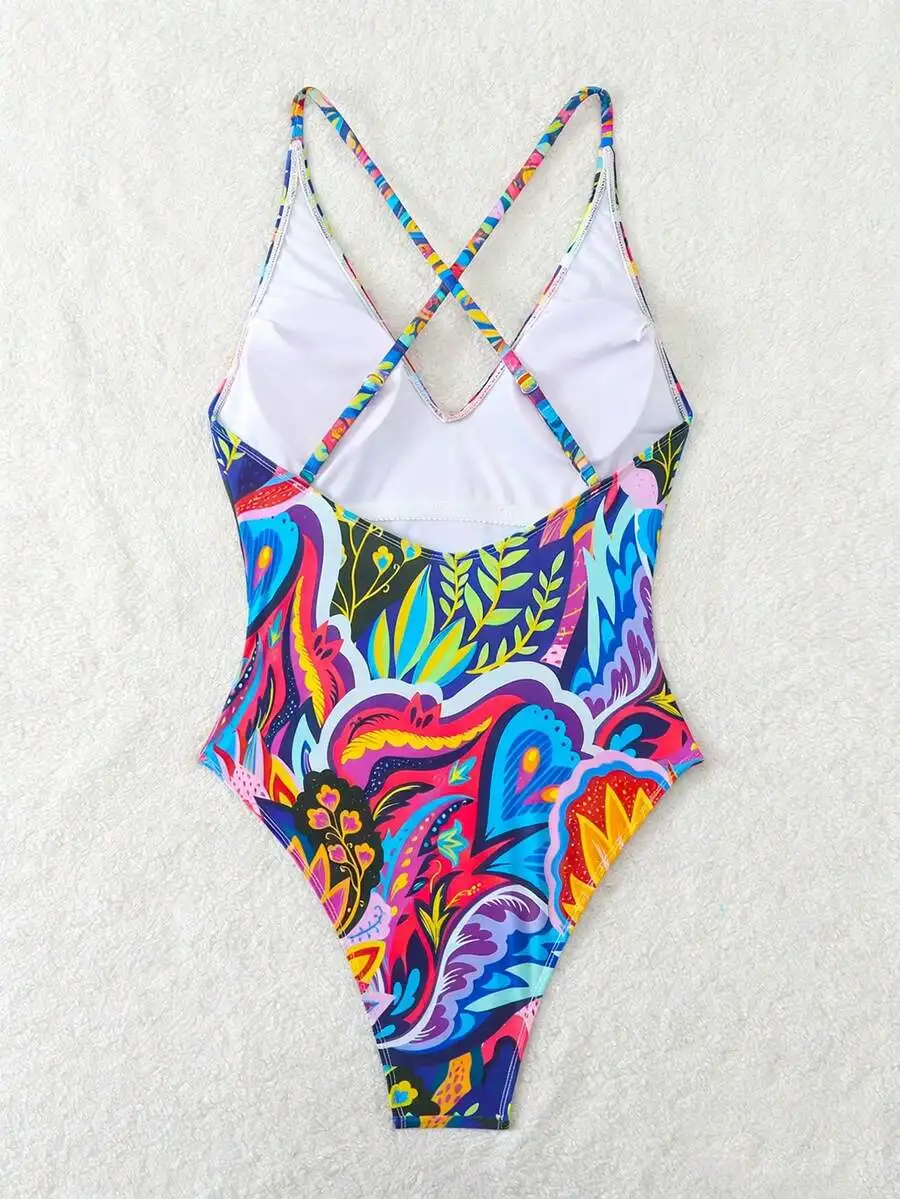 Womens Vibrant Floral And Leaf Print One-Piece Swimsuit For Beach Pool Party
Womens Vibrant Floral And Leaf Print One-Piece Swimsuit For Beach Pool Party