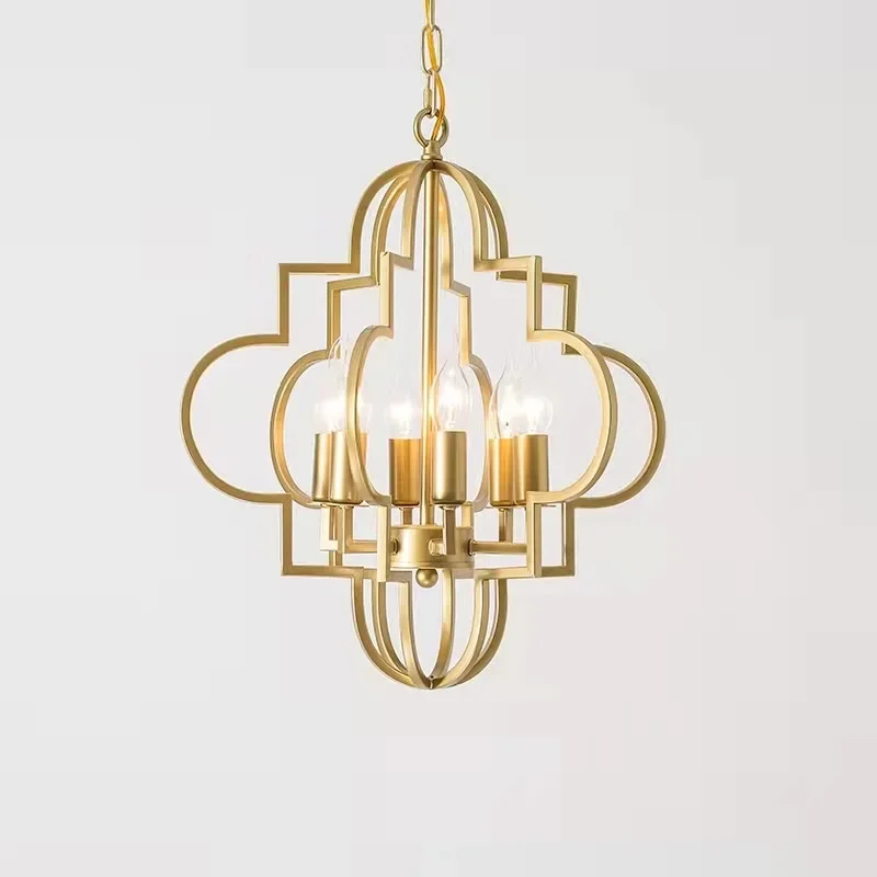 American Vintage Gold Wrought Iron Chandelier Six Heads Candle Pendant Light Living Room Bedroom Kitchen Restaurant Hanging Lamp
American Vintage Gold Wrought Iron Chandelier Six Heads Candle Pendant Light Living Room Bedroom Kitchen Restaurant Hanging Lamp