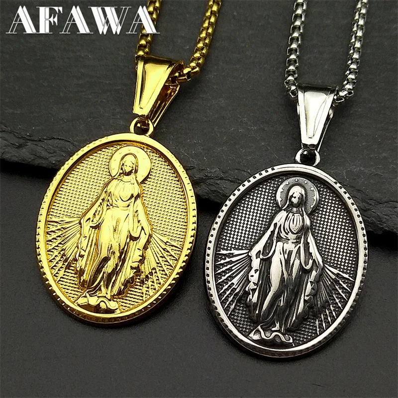 Stainless Steel Virgin Mary Medal Necklace Gold Silver Color Our Lady of Guadalupe Aumlet Necklaces Jewelry virgen de guadalupe
Stainless Steel Virgin Mary Medal Necklace Gold Silver Color Our Lady of Guadalupe Aumlet Necklaces Jewelry virgen de guadalupe