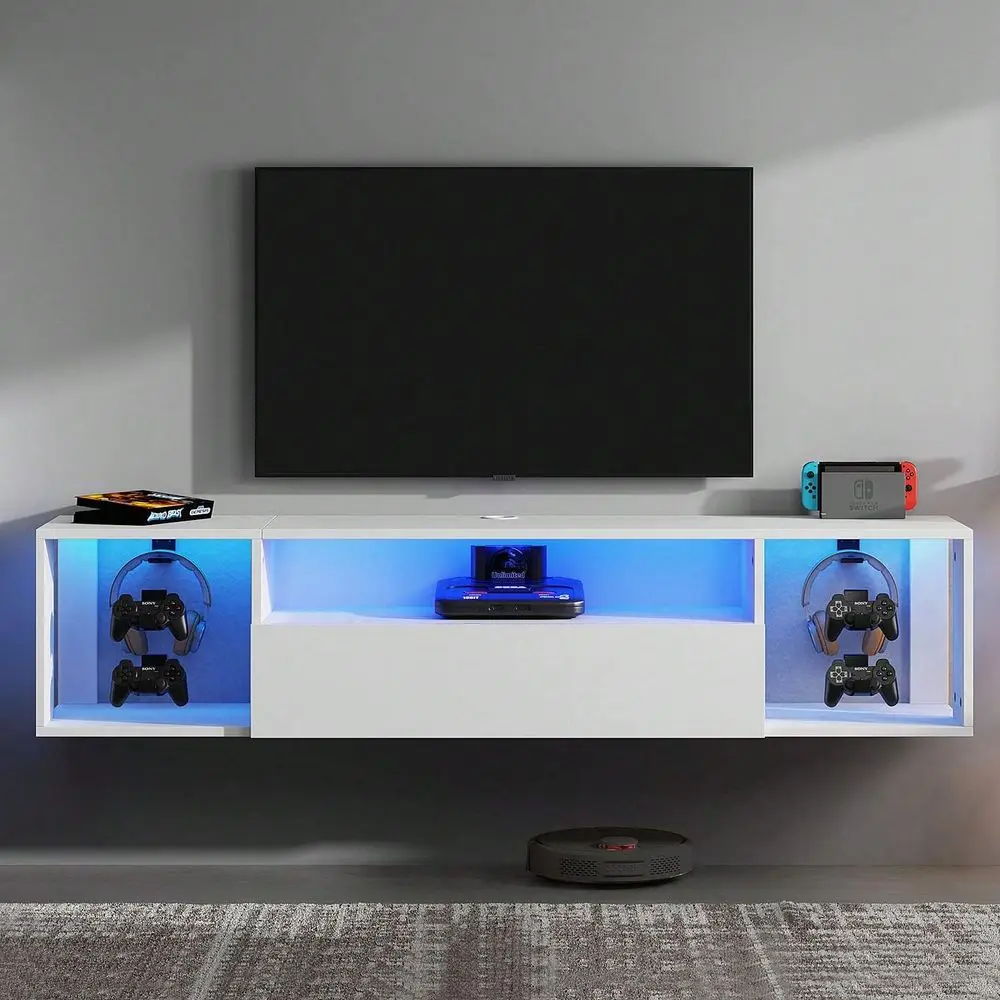 55.1 TV Stand, WallMounted TV Stand With 20 LED Lights, Living Room TV Stand For TVs To 65, White
55.1 TV Stand, WallMounted TV Stand With 20 LED Lights, Living Room TV Stand For TVs To 65, White