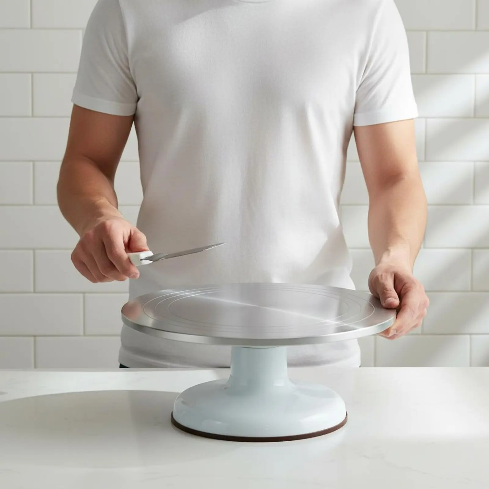 Cake Turntable Easy to Clean Rotating Cake Decorating Stand 12 Inch Aluminum Alloy Turntable Guiding Lines for Cake Decorators
Cake Turntable Easy to Clean Rotating Cake Decorating Stand 12 Inch Aluminum Alloy Turntable Guiding Lines for Cake Decorators