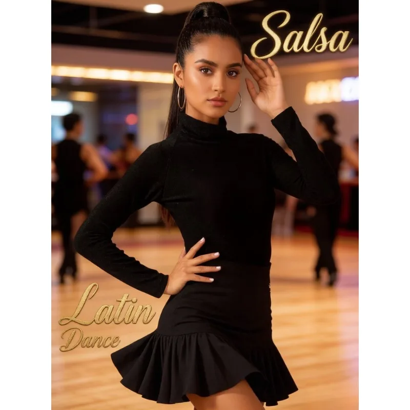 Women Plus Size S-3XL Black Latin Dance Top Long Sleeve High Neck Korean Silk Bodysuit Modern Ballroom Tango Practice Leotard
Women Plus Size S-3XL Black Latin Dance Top Long Sleeve High Neck Korean Silk Bodysuit Modern Ballroom Tango Practice Leotard