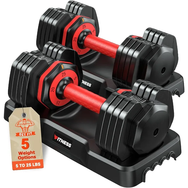 Adjustable Dumbbells Set of 2, 1-Sec Adjustable Weights Dumbbells Set, 5 in 1 Free Dumbbell with Anti-Slip Texture Handle
Adjustable Dumbbells Set of 2, 1-Sec Adjustable Weights Dumbbells Set, 5 in 1 Free Dumbbell with Anti-Slip Texture Handle