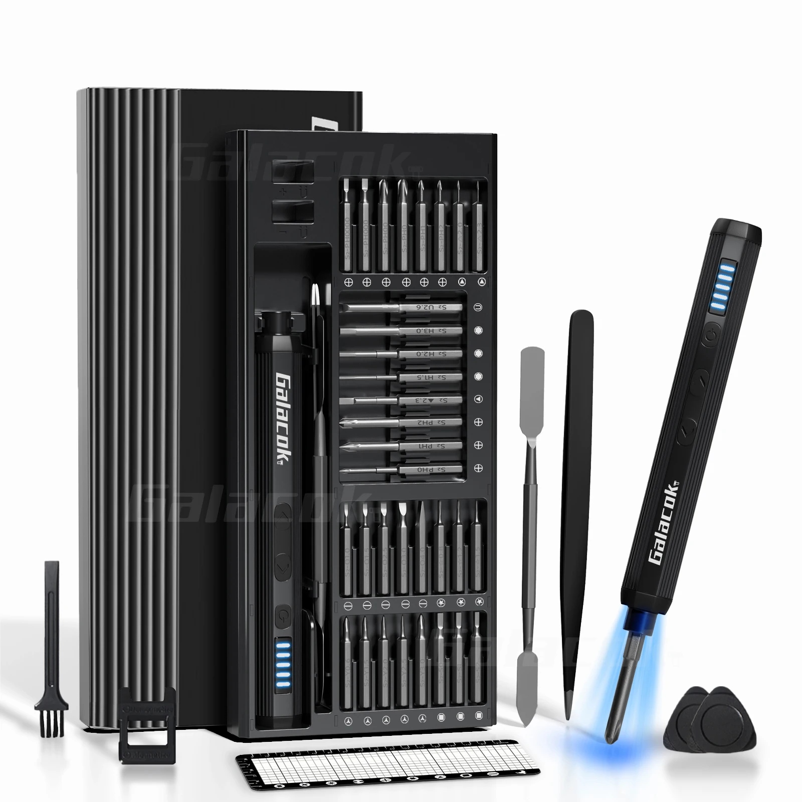 68/76 in 1 Electric Screwdriver Set with 64 Precision Magnetic Bits, 4 LED Lights 5 Torque Settings for iPhone Glasses Watches 
68/76 in 1 Electric Screwdriver Set with 64 Precision Magnetic Bits, 4 LED Lights 5 Torque Settings for iPhone Glasses Watches