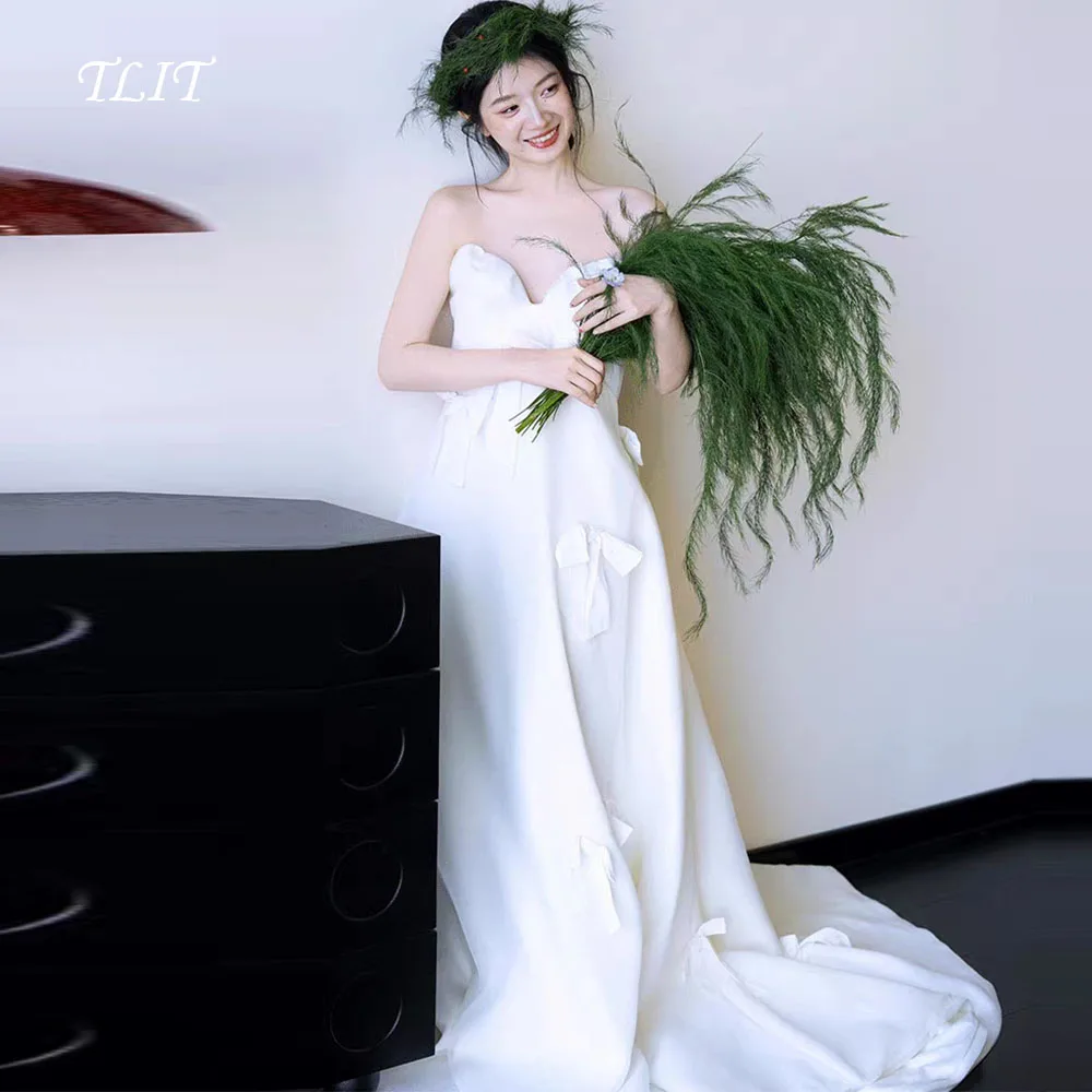 TLIT Fairy White Silk Satin Wedding Dress Sweetheart 3D Bow Bridal Gown Korea Wedding Dresses Photo Shoot Customized 웨딩드레스
TLIT Fairy White Silk Satin Wedding Dress Sweetheart 3D Bow Bridal Gown Korea Wedding Dresses Photo Shoot Customized 웨딩드레스