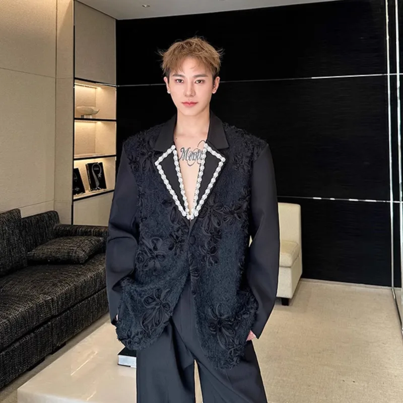 SYUHGFA 2025 Autumn Three-dimensional Jacquard Men's Blazers Handmade Pearl Collar Single Button Casual Male Suit Jackets New
SYUHGFA 2025 Autumn Three-dimensional Jacquard Men's Blazers Handmade Pearl Collar Single Button Casual Male Suit Jackets New