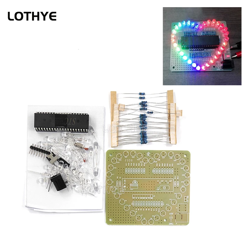 LED Multicolor Heart Shaped Water Lamp Production Kit 4-5.5V Dazzle Light DIY Love Light Electronic Kit Cardioid Soldering Kit
LED Multicolor Heart Shaped Water Lamp Production Kit 4-5.5V Dazzle Light DIY Love Light Electronic Kit Cardioid Soldering Kit