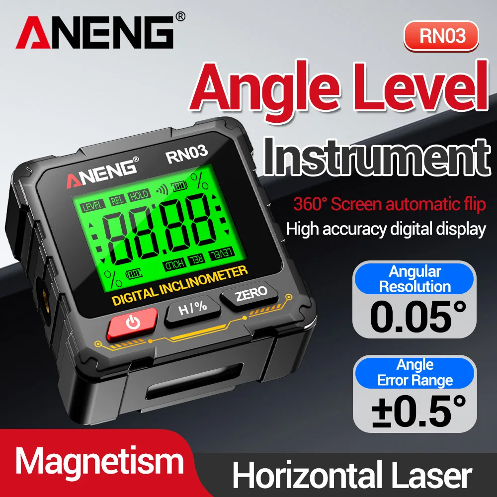 ANENG RN03 Digital Laser Angle Gauge 4-side Magnets Charging Inclinometer Mini Electronic Finder Measurement Instrument Tools
ANENG RN03 Digital Laser Angle Gauge 4-side Magnets Charging Inclinometer Mini Electronic Finder Measurement Instrument Tools