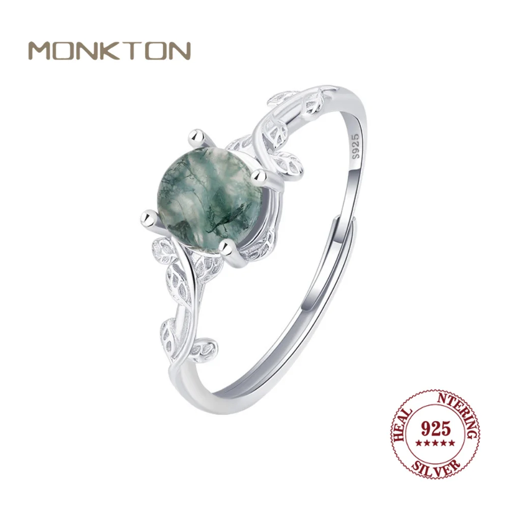 Monkton 925 Sterling Silver Adjustable Ring Vintage Moss Agate Stone Leaf Design Open Ring for Women Elegant Fine Jewelry Gift
Monkton 925 Sterling Silver Adjustable Ring Vintage Moss Agate Stone Leaf Design Open Ring for Women Elegant Fine Jewelry Gift