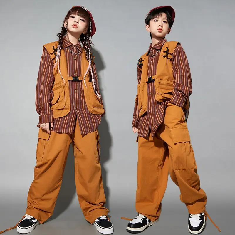 Child Costume for Kids Stripe Shirt Brown Vest Hiphop Pants Suit Girls Jazz Dancing Outfits Boys Streetwear
Child Costume for Kids Stripe Shirt Brown Vest Hiphop Pants Suit Girls Jazz Dancing Outfits Boys Streetwear