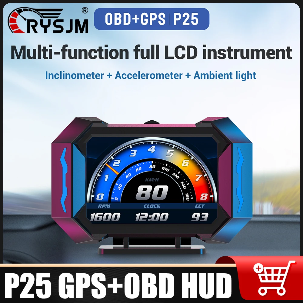 P25 Vehicle Speed HUD Car OBD2+GPS Head Up Display Time Water Temp Fuel Consumption Slope Accelerometer G Value Meter With Alarm
P25 Vehicle Speed HUD Car OBD2+GPS Head Up Display Time Water Temp Fuel Consumption Slope Accelerometer G Value Meter With Alarm