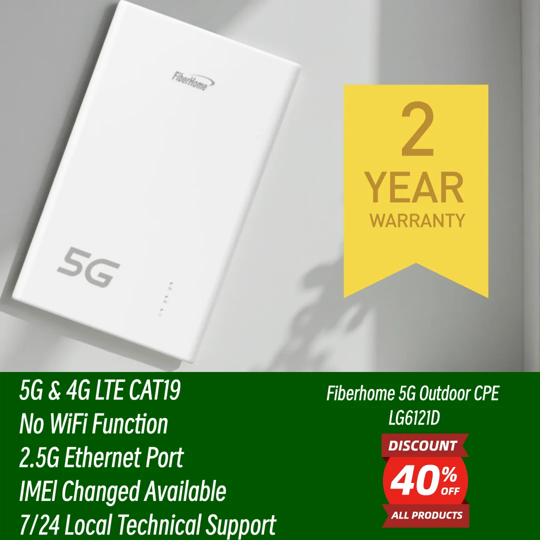 Unlocked FiberHome 5G Outdoor CPE LG6121D IP67 High Gain POE 2.5G RJ45 Port 5G 4G LTE CAT19 Wireless Modem Sim Card Router
Unlocked FiberHome 5G Outdoor CPE LG6121D IP67 High Gain POE 2.5G RJ45 Port 5G 4G LTE CAT19 Wireless Modem Sim Card Router