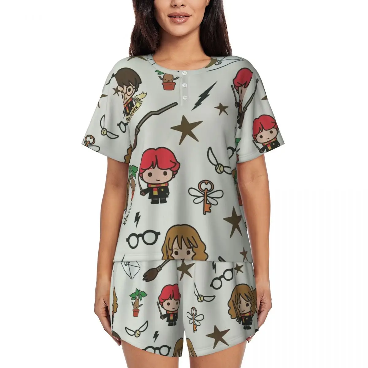 Пижамный комплект Harrys Magic Adventure Movie Potters, женская одежда для сна с короткими рукавами, домашняя одежда, комплект из 2 предметов, пижамы
Пижамный комплект Harrys Magic Adventure Movie Potters, женская одежда для сна с короткими рукавами, домашняя одежда, комплект из 2 предметов, пижамы