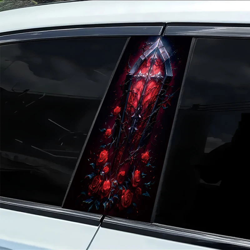 2 наклейки на B-стойку автомобиля, готическая рамка с красной розой, кровавым светом и крестом, защитная пленка из гладкого материала с защитой от царапин.
2 наклейки на B-стойку автомобиля, готическая рамка с красной розой, кровавым светом и крестом, защитная пленка из гладкого материала с защитой от царапин.