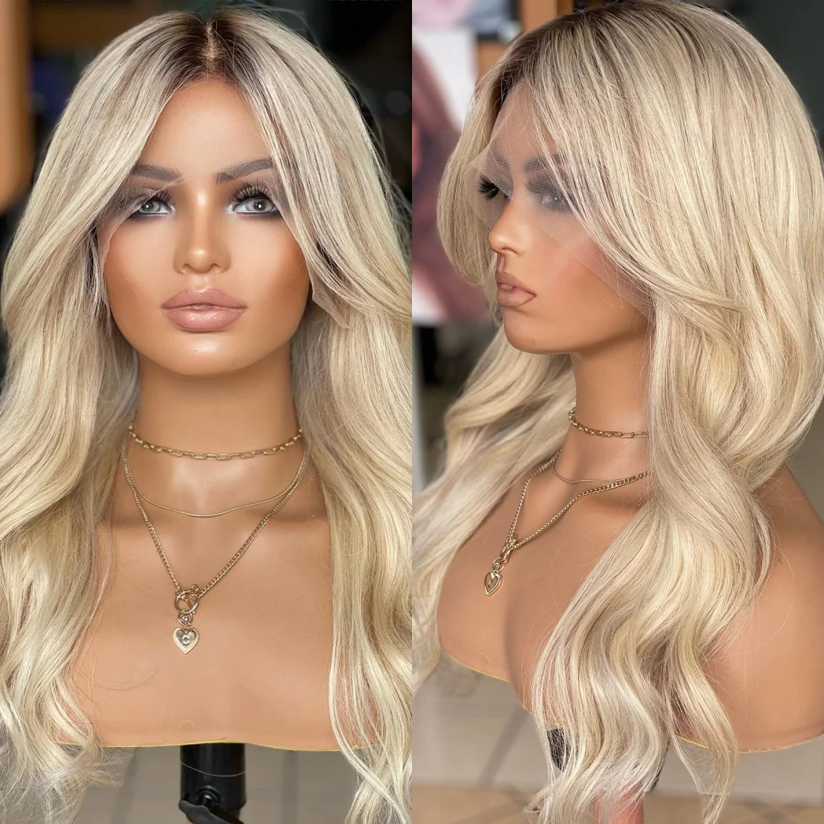 Ombre Light Blonde Synthetic Lace Front Wig On Clearance Sale High Quality Heat Resistant Fiber Wig Natural Loose Wave Wig Daily
Ombre Light Blonde Synthetic Lace Front Wig On Clearance Sale High Quality Heat Resistant Fiber Wig Natural Loose Wave Wig Daily