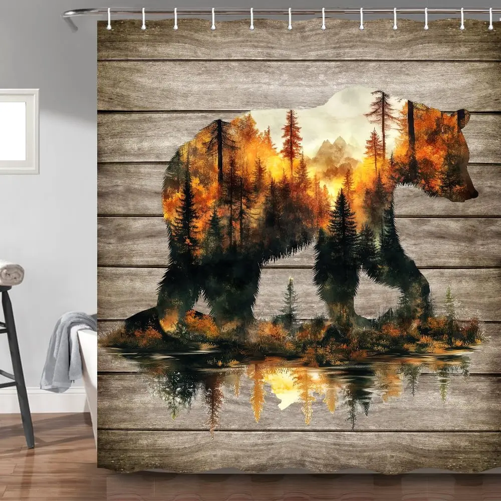 Rustic Bear Shower Curtain Country Wild Animals Forest Plank Background Mountain Woodland Nature Retro Bathroom Decor Gift
Rustic Bear Shower Curtain Country Wild Animals Forest Plank Background Mountain Woodland Nature Retro Bathroom Decor Gift