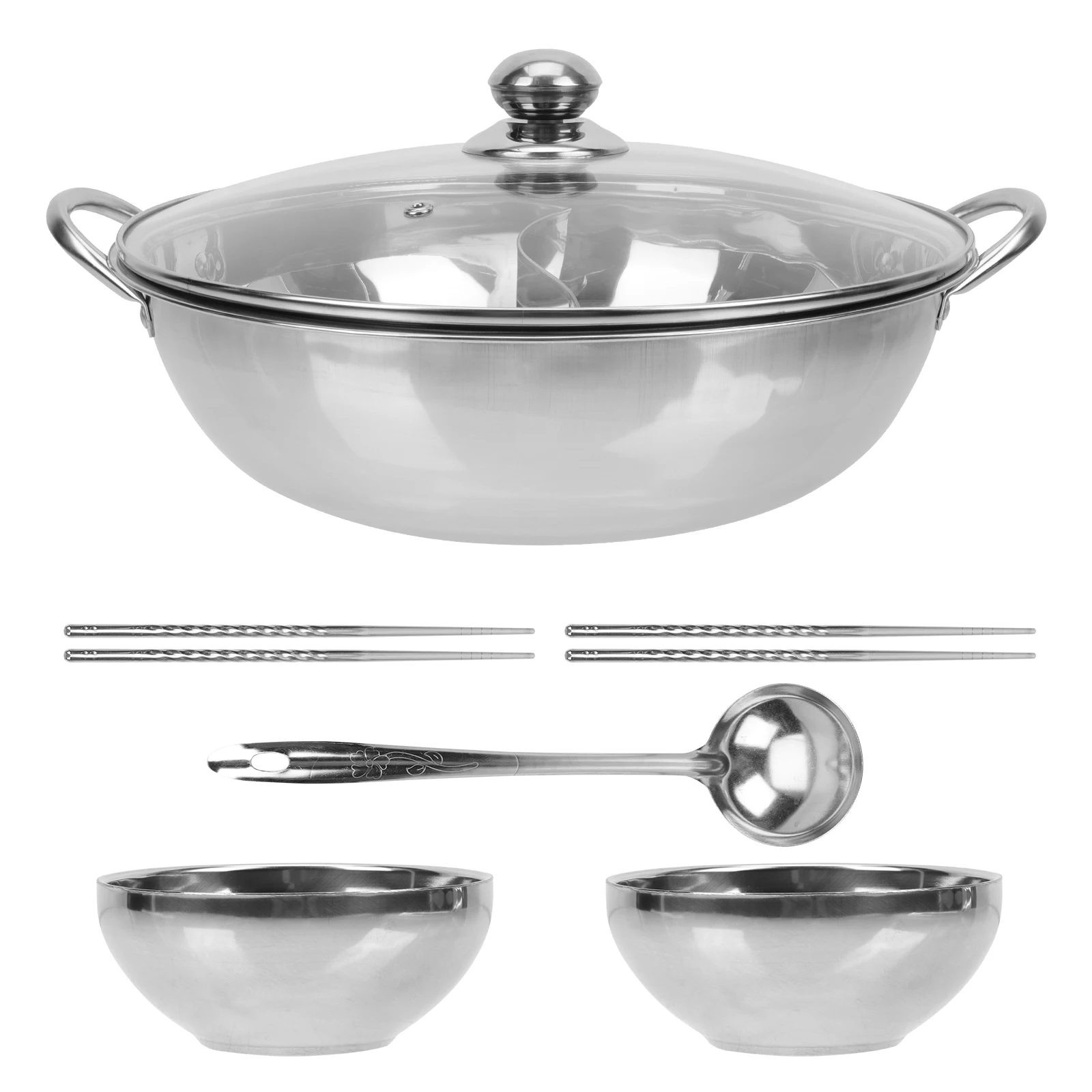 Double Flavor Hot Pot Stainless Steel Cookware Divider Pan Pots Saucepans Practical Anti Scalding Non Slip Handle
Double Flavor Hot Pot Stainless Steel Cookware Divider Pan Pots Saucepans Practical Anti Scalding Non Slip Handle