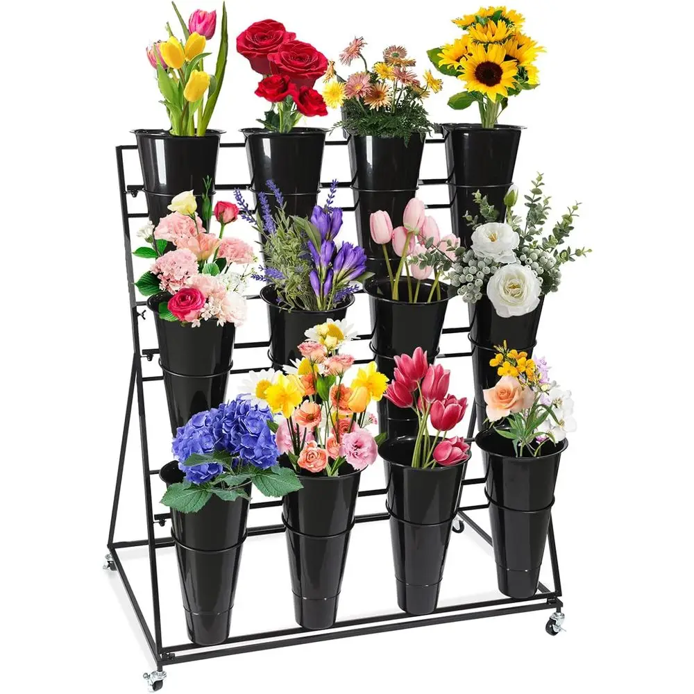 3-Tier Metal Plant Stand with Wheels, Black Buckets, Suitable for Indoor or Outdoor Use
3-Tier Metal Plant Stand with Wheels, Black Buckets, Suitable for Indoor or Outdoor Use