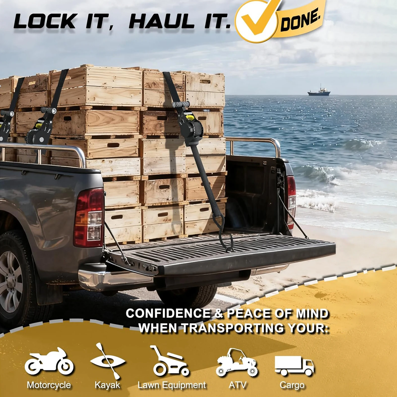 2PCS Automatic Retractable Ratchet Straps 1Inch X 12FT Heavy Duty 1500lbs Breaking Strength Tie Down Self Retracting for Cargo
2PCS Automatic Retractable Ratchet Straps 1Inch X 12FT Heavy Duty 1500lbs Breaking Strength Tie Down Self Retracting for Cargo