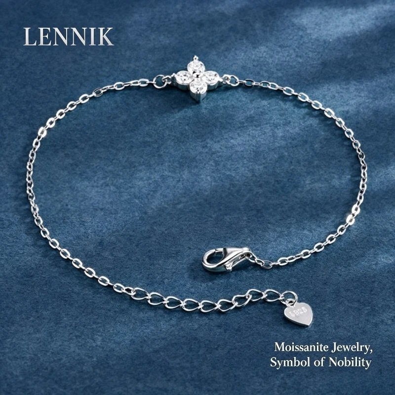 LENNIK S925 Sterling Silver Four Leaf Clover Moissanite Bracelet Minimalist Versatile Adjustable Wrist Chain Jewelry for Women
LENNIK S925 Sterling Silver Four Leaf Clover Moissanite Bracelet Minimalist Versatile Adjustable Wrist Chain Jewelry for Women