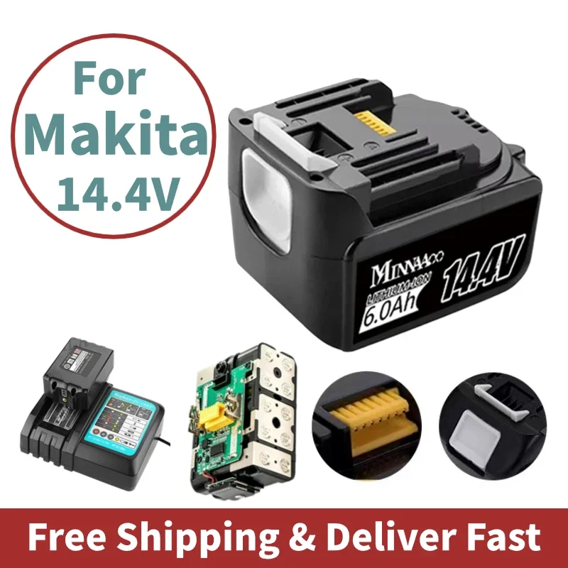 14.4V Rechargeable battery for Makita BL1430 Replacement LXT200 BL1415 194558-0 194559-8 194066-1 6000mAh
14.4V Rechargeable battery for Makita BL1430 Replacement LXT200 BL1415 194558-0 194559-8 194066-1 6000mAh