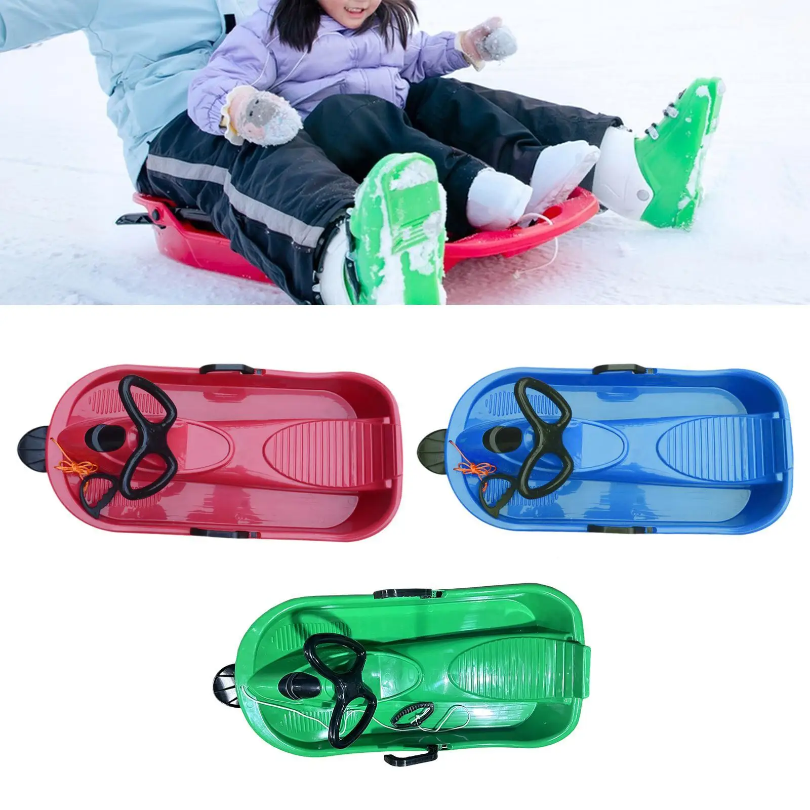 Kids Snow Sled Portable with Handles on Both Sides with Steering Wheel and Brake Grass Downhill for Toddler Boys Girls Child
Kids Snow Sled Portable with Handles on Both Sides with Steering Wheel and Brake Grass Downhill for Toddler Boys Girls Child