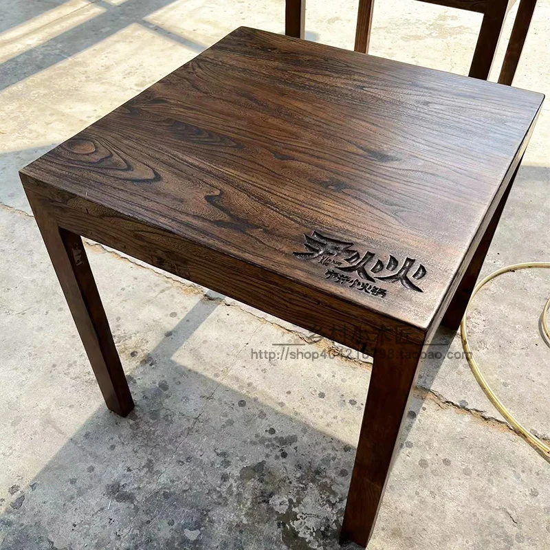 Old elm dining table solid wood carbonized color table and chair combination bistro hot pot barbecue shop snack restaurant
Old elm dining table solid wood carbonized color table and chair combination bistro hot pot barbecue shop snack restaurant