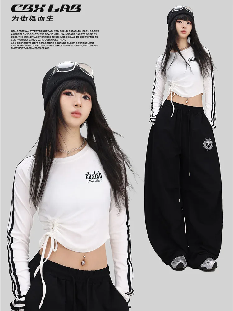 Cbxlab Street Dance Women's White K-Pop Pleated Color-Blocked Drawstring Long-Sleeved Hemless Slim-Fit Jazz Top for Women
Cbxlab Street Dance Women's White K-Pop Pleated Color-Blocked Drawstring Long-Sleeved Hemless Slim-Fit Jazz Top for Women