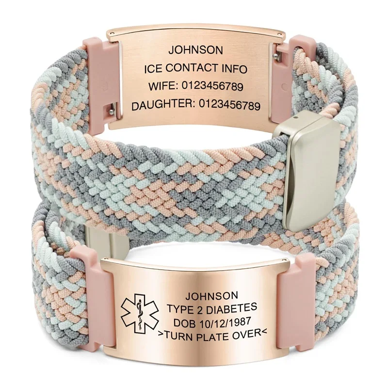 Personalized Medical Alert Bracelet Elastic Nylon Custom Engraved Tag Medical ID Bracelet Adjustable Keepsake Gift for Health
Personalized Medical Alert Bracelet Elastic Nylon Custom Engraved Tag Medical ID Bracelet Adjustable Keepsake Gift for Health