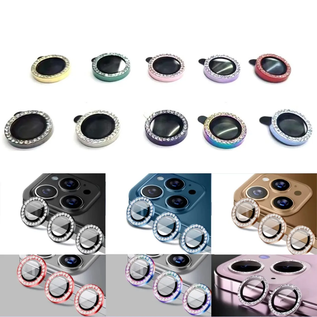 100pcs Glitter Diamond Camera Lens Protector For iPhone16 11 14 15 Pro Max 13 12 Pro 9H Tempered Glass Screen Protector Cover
100pcs Glitter Diamond Camera Lens Protector For iPhone16 11 14 15 Pro Max 13 12 Pro 9H Tempered Glass Screen Protector Cover