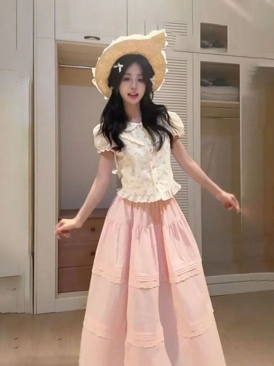 Summer Sweet Style Doll Collar Short Shirt Pink Half Skirt First Love Pure Milk Sweet Set Women's Fashion Set Bubble Sleeve H...
Summer Sweet Style Doll Collar Short Shirt Pink Half Skirt First Love Pure Milk Sweet Set Women's Fashion Set Bubble Sleeve H...
