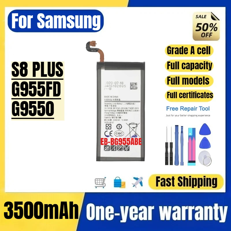 EB-BG955ABE for Samsung S8 PLUS/G955FD/G9550 Phone Battery High Quality High Capacity Replacement Bateria Grade A Cell with Tool
EB-BG955ABE for Samsung S8 PLUS/G955FD/G9550 Phone Battery High Quality High Capacity Replacement Bateria Grade A Cell with Tool