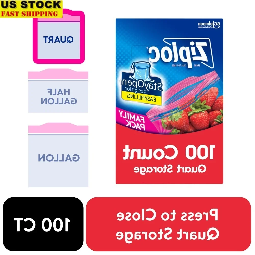 Reusable Storage Bags with Grip n Seal Technology Stay Open Design Clear Quart Bags 100 Count Food Storage Bags Easy Fill Zip
Reusable Storage Bags with Grip n Seal Technology Stay Open Design Clear Quart Bags 100 Count Food Storage Bags Easy Fill Zip