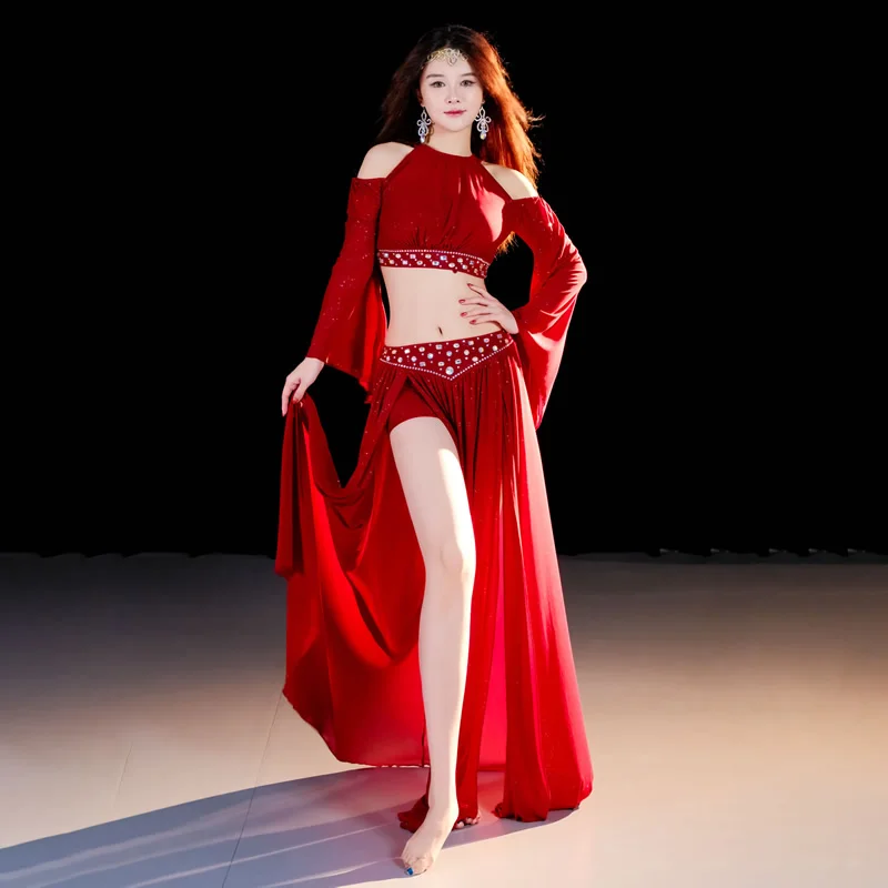 Belly Costume Set with Safety Shorts, 2pcs Rhinestone Top and Skirt, Oriental Dance Performance Outfit for Women
Belly Costume Set with Safety Shorts, 2pcs Rhinestone Top and Skirt, Oriental Dance Performance Outfit for Women