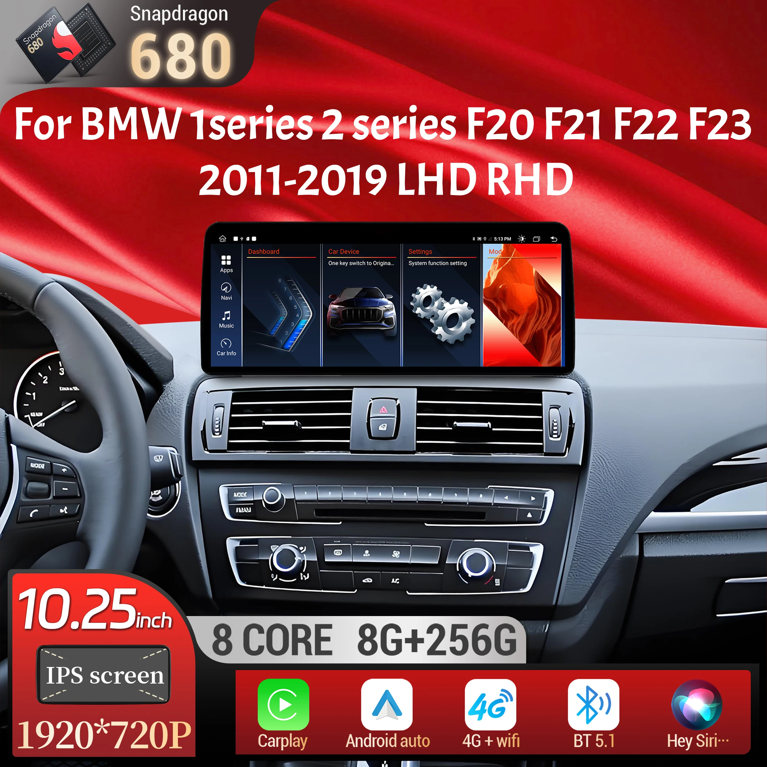 10.25 inch Android 13 For BMW 1 series 2 series F20 F21 F22 F23 2011-2019 LHD RHD Car Radio Carplay Snapdragon 680 Touch Screen
10.25 inch Android 13 For BMW 1 series 2 series F20 F21 F22 F23 2011-2019 LHD RHD Car Radio Carplay Snapdragon 680 Touch Screen