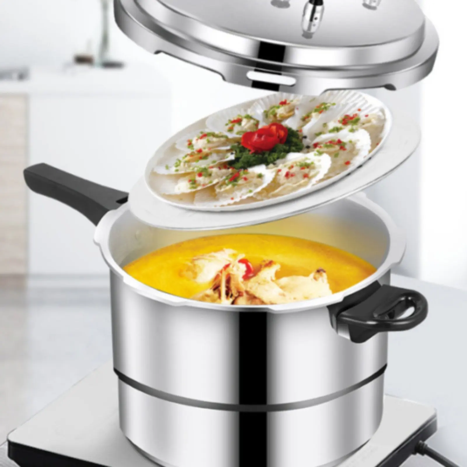 Stovetop High-Pressure Pot Thickened Base Professional High-Pressure Pot Large Capacity Cooking Pot Multiple Safety Features
Stovetop High-Pressure Pot Thickened Base Professional High-Pressure Pot Large Capacity Cooking Pot Multiple Safety Features