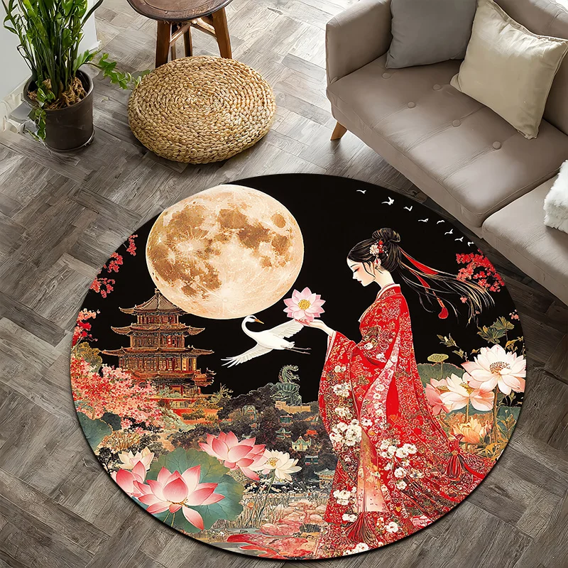 Folk-style Ladies on a Moonlit Night Flannel-printed round floor mats are Suitable living room bedroom terrace garden carpets
Folk-style Ladies on a Moonlit Night Flannel-printed round floor mats are Suitable living room bedroom terrace garden carpets