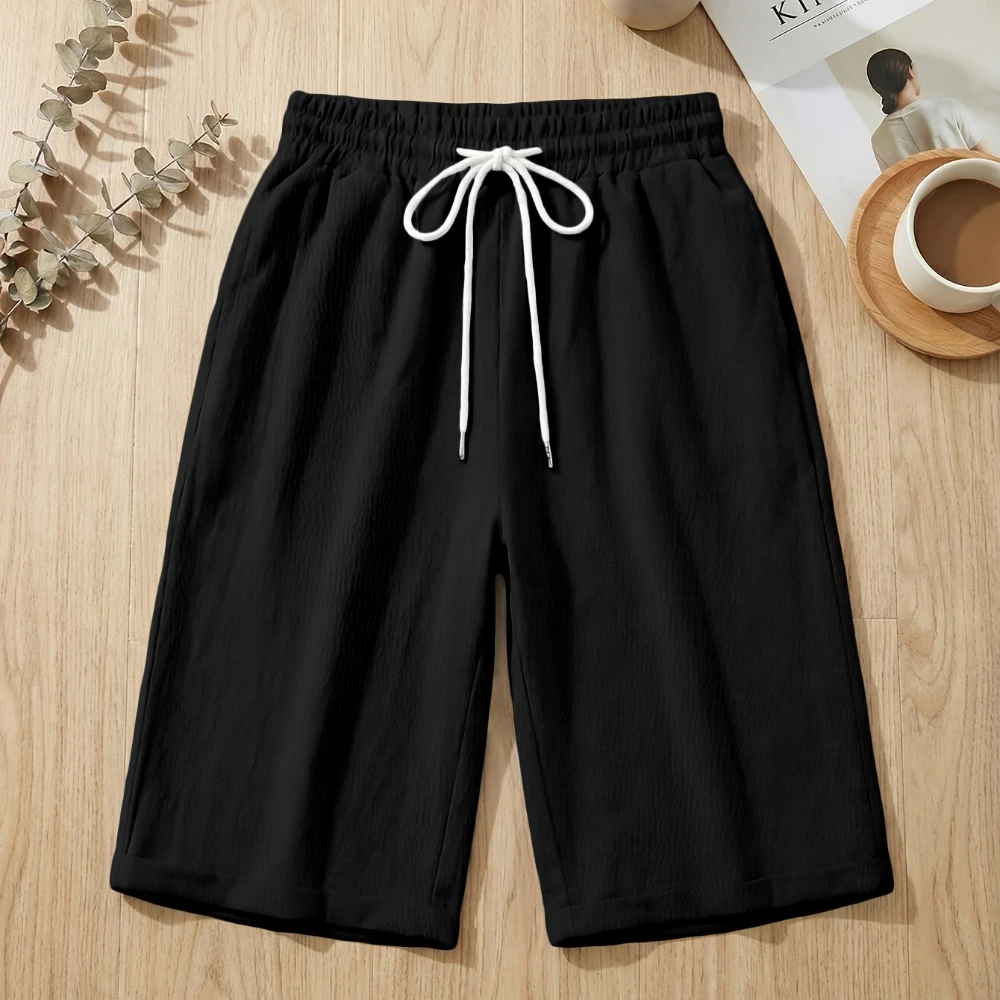 Solid Color Wide Leg Cropped Shorts, Comfortable and Loose, High Waisted Drawstring Shorts, Summer and Summer Styles
Solid Color Wide Leg Cropped Shorts, Comfortable and Loose, High Waisted Drawstring Shorts, Summer and Summer Styles