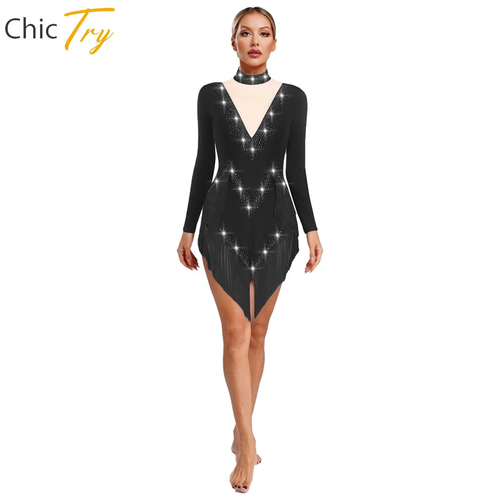 Women Latin Dance Tassel Dress Long Sleeve Rhinestones Dress Female Jazz Dance Competition Figure Skating Performance Costumes
Women Latin Dance Tassel Dress Long Sleeve Rhinestones Dress Female Jazz Dance Competition Figure Skating Performance Costumes
