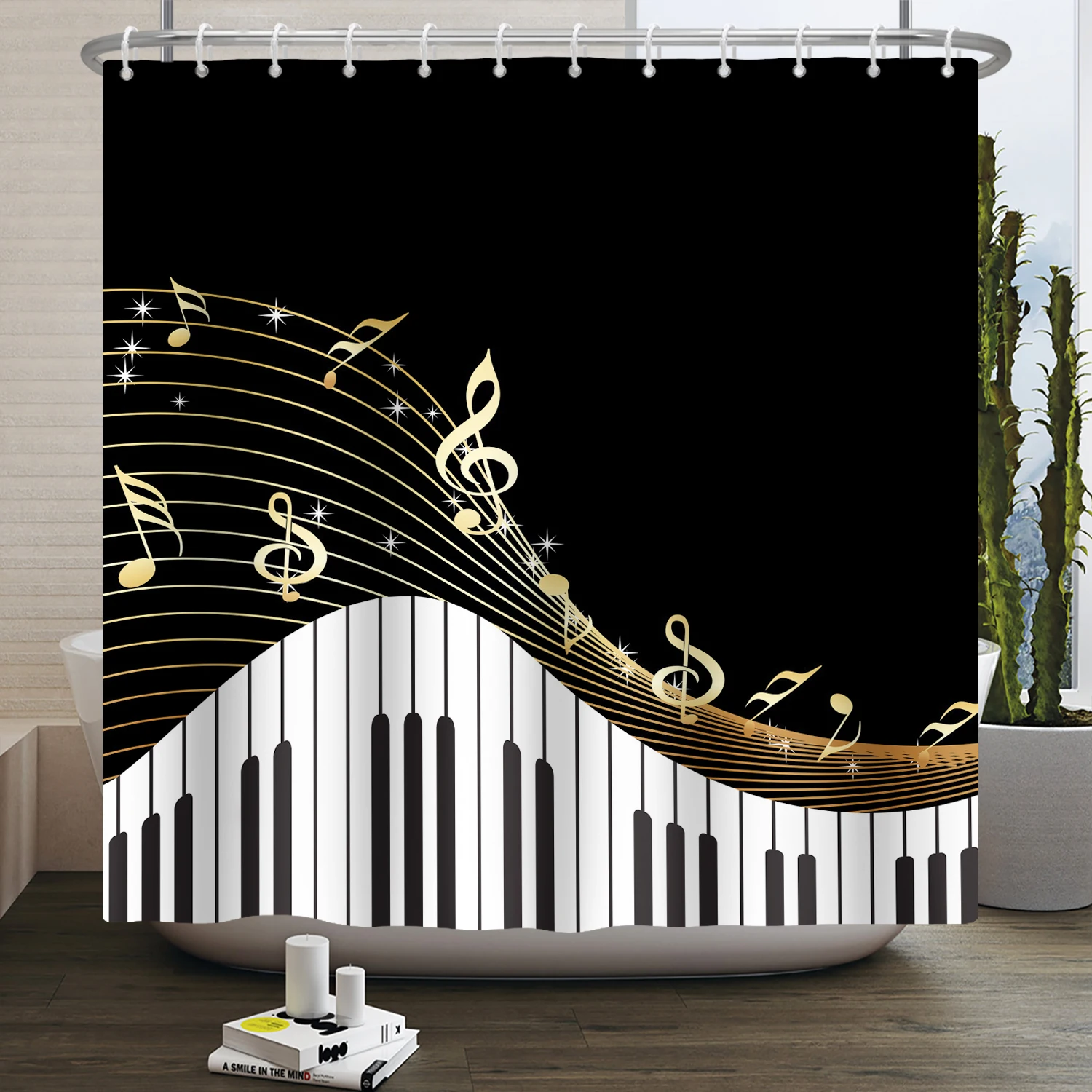 Elegant Musical Notes Piano Key Music Shower Curtain Waterproof Fabric Polyester Bathroom Curtain 180x240 Black White Gold
Elegant Musical Notes Piano Key Music Shower Curtain Waterproof Fabric Polyester Bathroom Curtain 180x240 Black White Gold